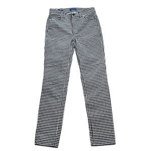 Talbots Womens Pants SZ 2 Black White Check High Rise Waist Straight Leg Stretch